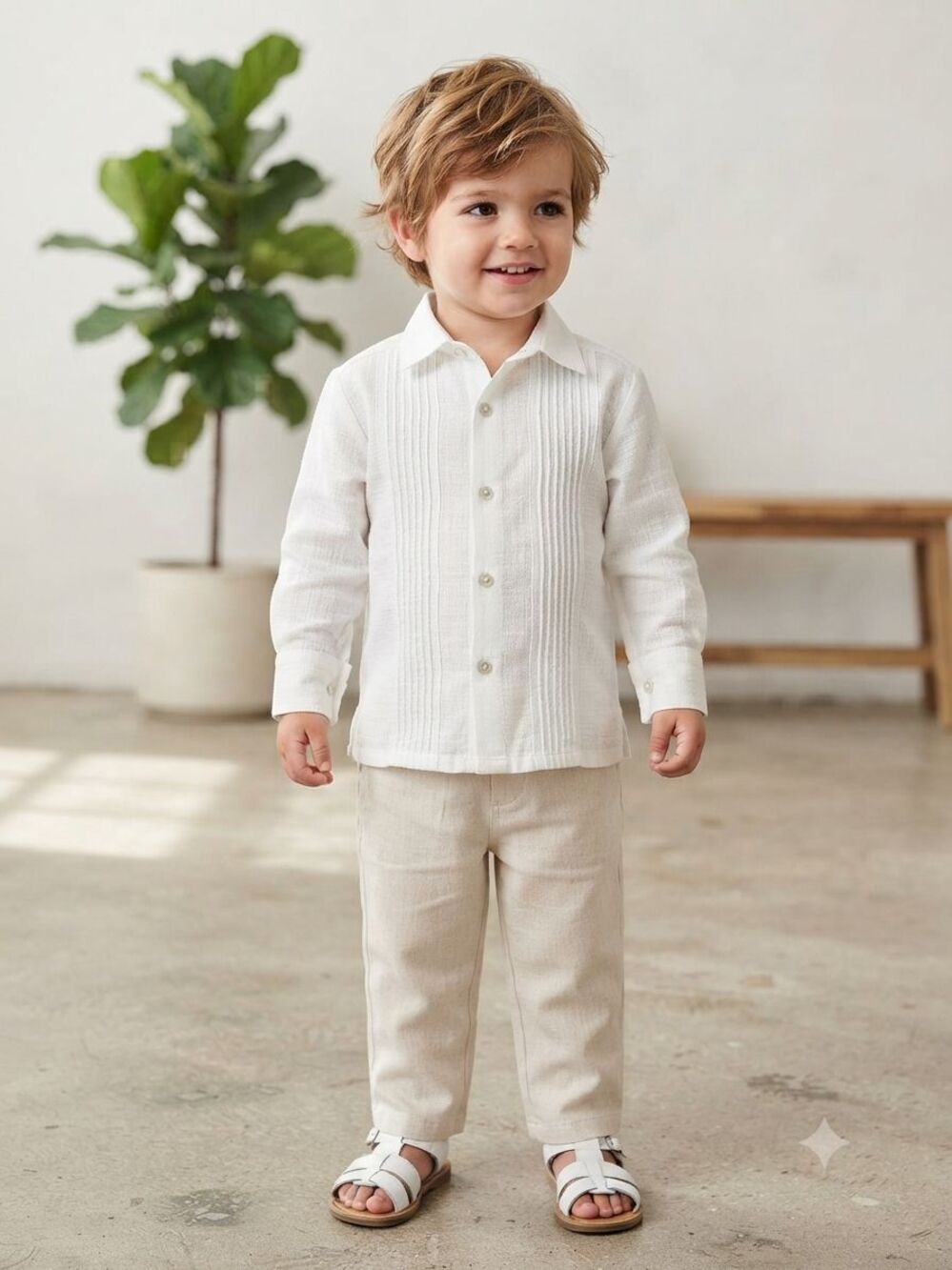 NWOT kids premium 100% linen Guayabera shirt – made in Colombia – size 2